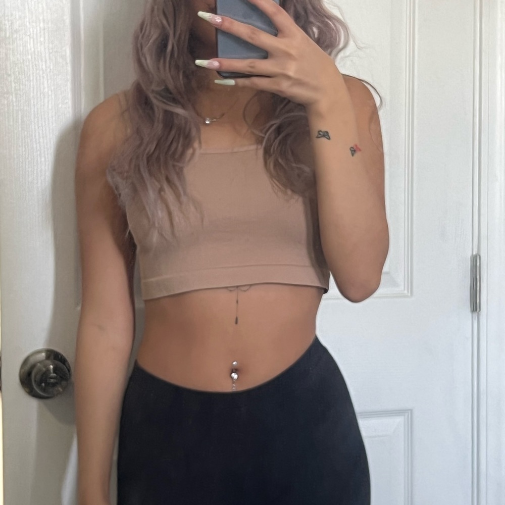Tan cropped tank top